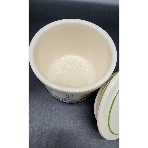 Crock Shop Santa Ana California Cookie Jar Canister with Lid Blue Green Floral - Picture 8 of 11